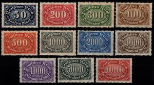 Germany 1922 Numeric New Values, Part Set [Unused]