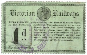 (I.B) Australia - Victoria Railways : Parcel Stamp 1d (Evening Standard)