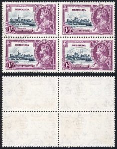 Bermuda 1935 Silver Jubilee SG97 1/- Fine Used BLOCK OF 4