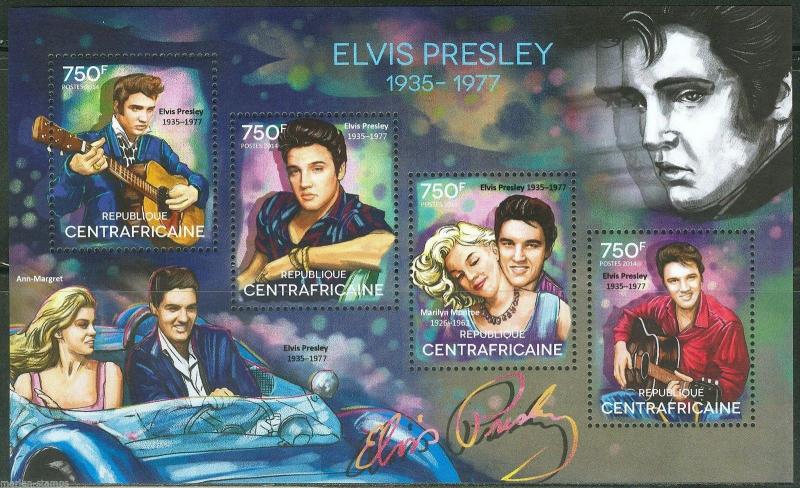 CENTRAL AFRICA  2014 ELVIS PRESLEY  SHEET MINT NH