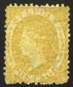 St Lucia 1864 4d Yell WmkCC INVERTED & REVERSED SG 12y Sc 8v LMM/MLH Cat Unlist