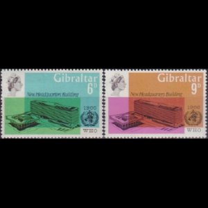 GIBRALTAR 1966 - Scott# 180-1 WHO Headquarters Set of 2 NH