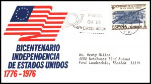 Spain 1947 US Bicentennial Typed FDC