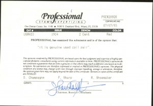 U.S. #453 USED PAIR WITH PSE CERT