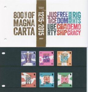 Jersey Stamps 2015 MNH Magna Carta 800 Years Historical Events Justice 6v Set PP