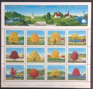 CANADA 1994 CANADA DAY. MAPLE TREES SHEETLET SG1597-1608 MNH