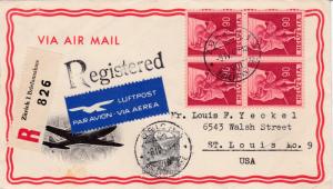 Switzerland 1947 Registered Airmail Cover to the U.S.  VF/colorful