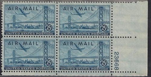 C36 25 cents Oakland Bay Bridge Block Stamp mint OG NH XF