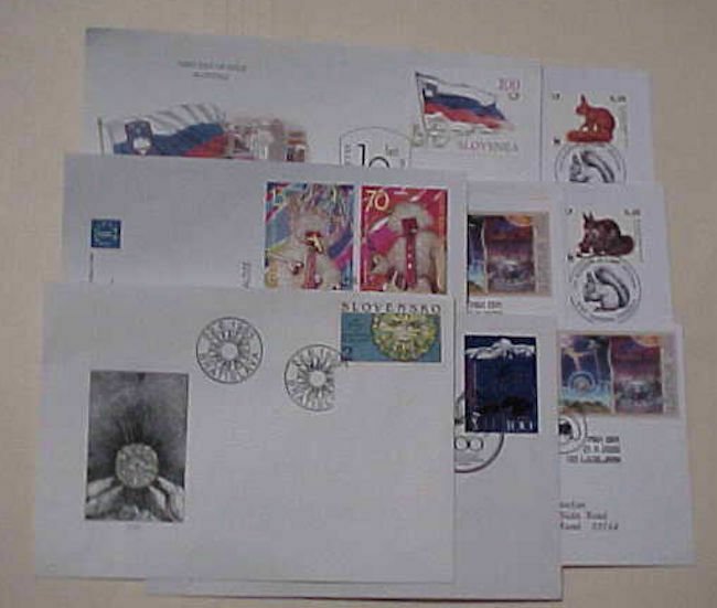 SLOVENIA,SLOVENSKO 9 DIFF. FDC 1993-2007 CACHET UNADDRESSED/ADDRESSED