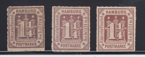 Hamburg Sc 24, 24 shade, 24a MLH. 1866 1¼s Numeral, violet & red violet REPRINTS