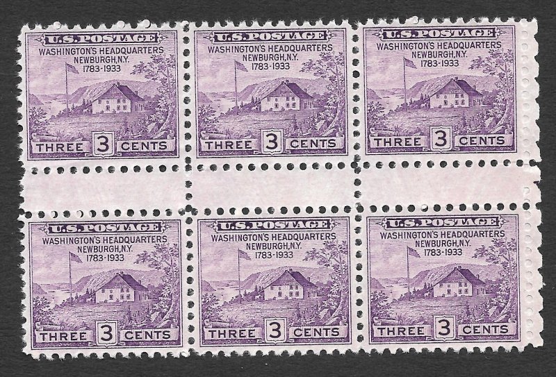 Doyle's_Stamps: Scott #752** NGAI 1935 Newburgh HQ Gutter Block of Six