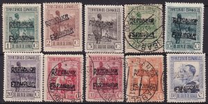 Spanish Guinea 1932 Ed 216A/226A partial set MLH*/used some partial gum