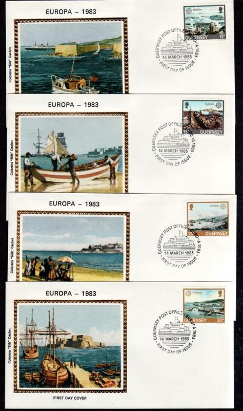 Guernsey 1983 Set of 4 Colorano Silk FDC Europa!