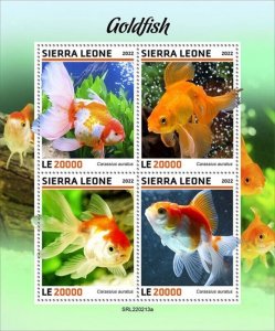 Sierra Leone - 2022 Goldfish on Stamps - 4 Stamp Sheet - SRL220213a