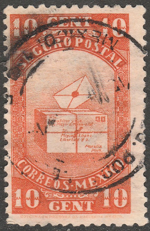 MEXICO G7, 10¢ INSURED LETTER. USED. F-VF (1095)