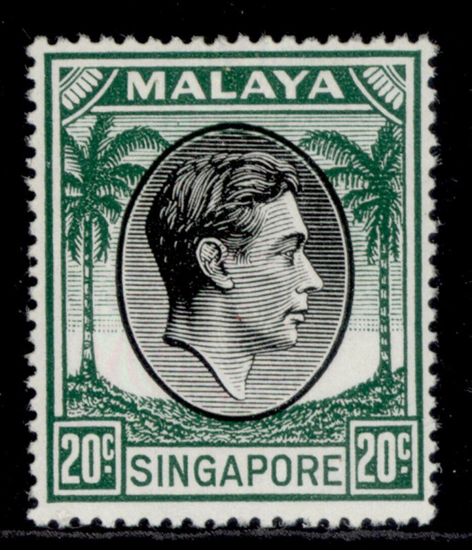 SINGAPORE GVI SG24, 20c black & green, NH MINT. Cat £13. 