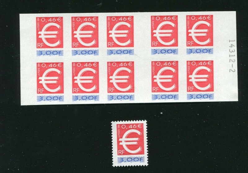 France 2693a Introduction of the Euro Single and Booklet of Stamps MNH 1999 