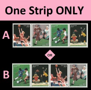 US 3399-3402 3402a Youth Team Sports 33c strip (4 stamps) MNH 2000