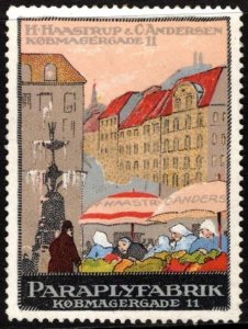 Vintage Denmark Poster Stamp H. Haastrup & C. Andersen Umbrella Fabric
