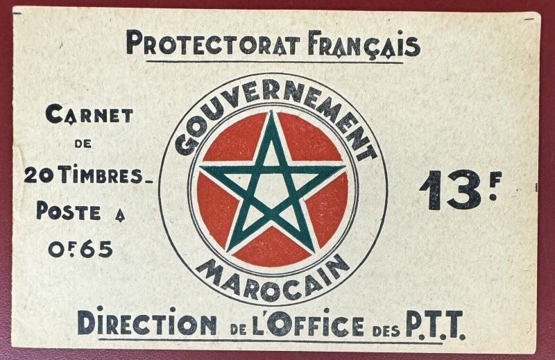 French Morocco, 1933, Scott #136b Complete Booklet with Pane of 20