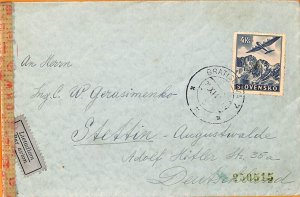 99878 - SLOVAKIA - POSTAL HISTORY - CENSORED COVER to POLAND Germany-