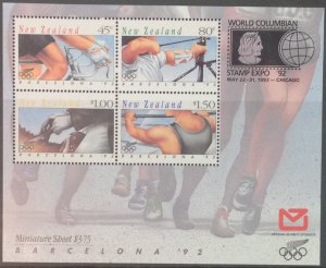 NEW ZEALAND MNH MINISHEET 1992 OLYMPICS(CHICAGO EXPO) SGMS1674