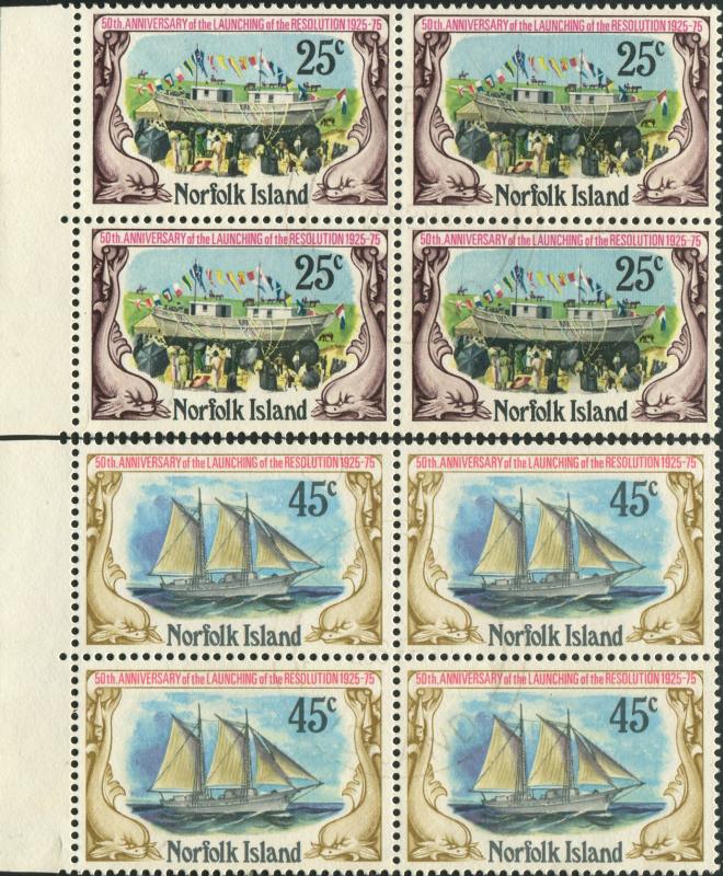 Norfolk Island 1975 SG170-171 Launching of Resolution set blocks FU