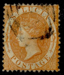 ST. LUCIA QV SG14, 1s brown-orange, FINE USED. Cat £35.