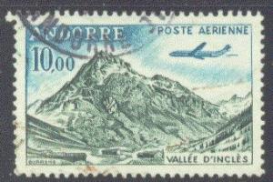 Andorra-French C8 Used 1964 10fr Airmail CV $4.50