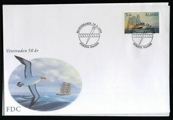 Aland Finland FDC 1999 cape horn pamir passat sailing ships birds superb used 