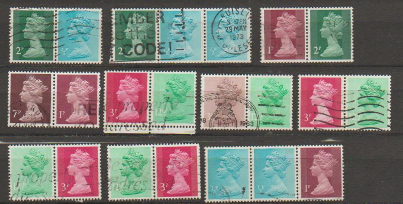 GB Machin  assorted pairs for study / interest  from 1971+ period