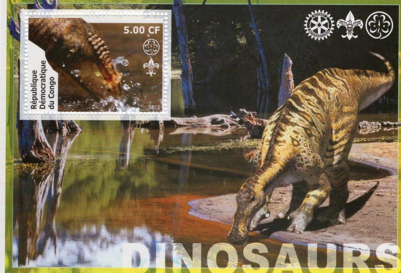 Congo '02 Souvenir Sheet Dinosaurs Prehistoric #14 Imperf.