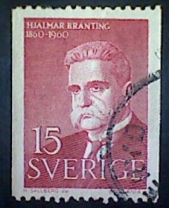 Sweden (Sverige), Scott #564, used (o), 1964,Branting, 15ö, rose carmine