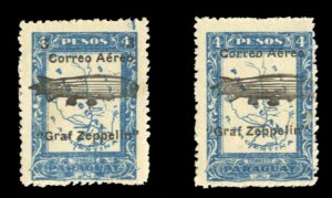 Paraguay #C54-55 Cat$32.50+ (for hinged), 1931 Zeppelin, set of two, never hi...