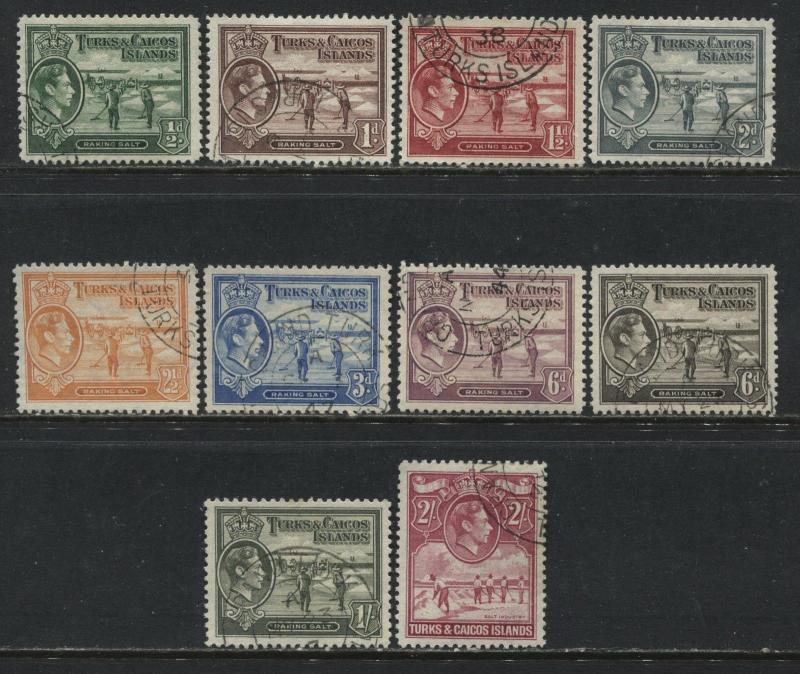 Turks & Caicos KGVI 1938 original set to 2/ used