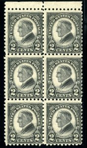 USAstamps Unused FVF US 1923 Harding Perf 10 Block Scott 612 OG MNH SCV $195