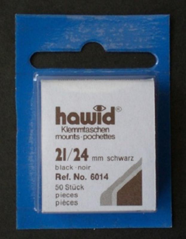 Hawid Stamp Mount Size 21/24 mm - BLACK (Pack of 50) (21x24  21mm)  PRECUT  6014