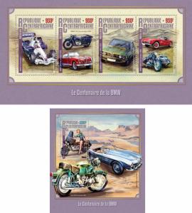 BMW Sport Cars Motorcycles Transport Central Africa MNH stamp set