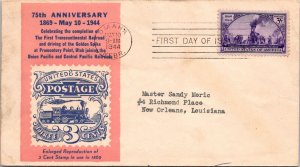 FDC 1944 SC #922 1st Union Pacific Railroad Cachet - Omaha Neb - Single - J621