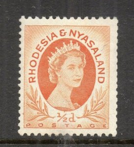 Rhodesia & Nyasaland QEII 1950s Early Issue Fine Mint Hinged 1/2d. NW-137520