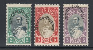 Albania Sc 235-237 MNH. 1928 Bicolors w/ black overprints, F-VF