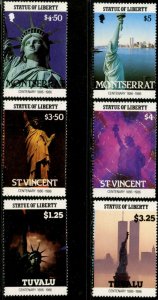 MONTSERRAT-ST. VINCENT-TUVALU 1986 Statue of Liberty Sheet Stamps Sets Mint NH