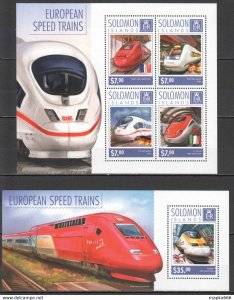 2014 Solomon Islands European Speed Trains Transport #2852-56 1+1 ** Ls225