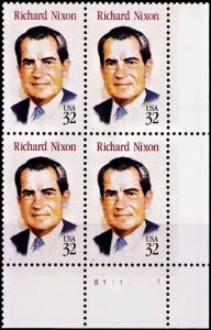 #2955  RICHARD M. NIXON  PRESIDENT 1969-1974  Plate Block MNH Lower Right