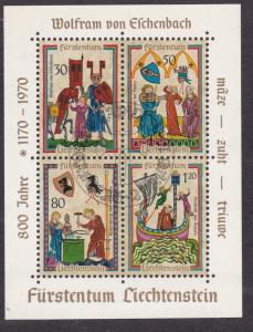 Liechtenstein # 471, Minnesingers, Souvenir Sheet, Used, 1/2 CAt.