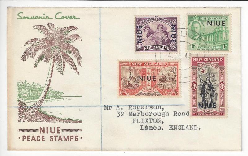 1945 Niue First Day Cover - Post WW2 Peace Overprint Stamp Set - (ZZ7)