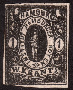 1863, Germany, Hamburger Boten, W. Krantz, Local stamp, MNG