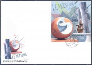 TOGO 2013 MODERN ART JEAN ARP BARABARA HEPWORTH   SOUVENIR SHEET FDC