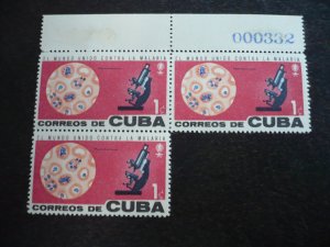 Stamps - Cuba - Scott# 757-759 - Mint Hinged Set of 3 Stamps in Blocks of 3