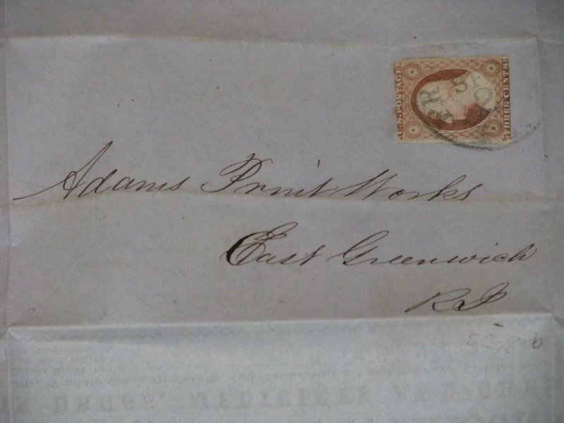 US SCOTT# 11A ON COVER-EARL P. MASON MEDICINES & DRUGS, 1853